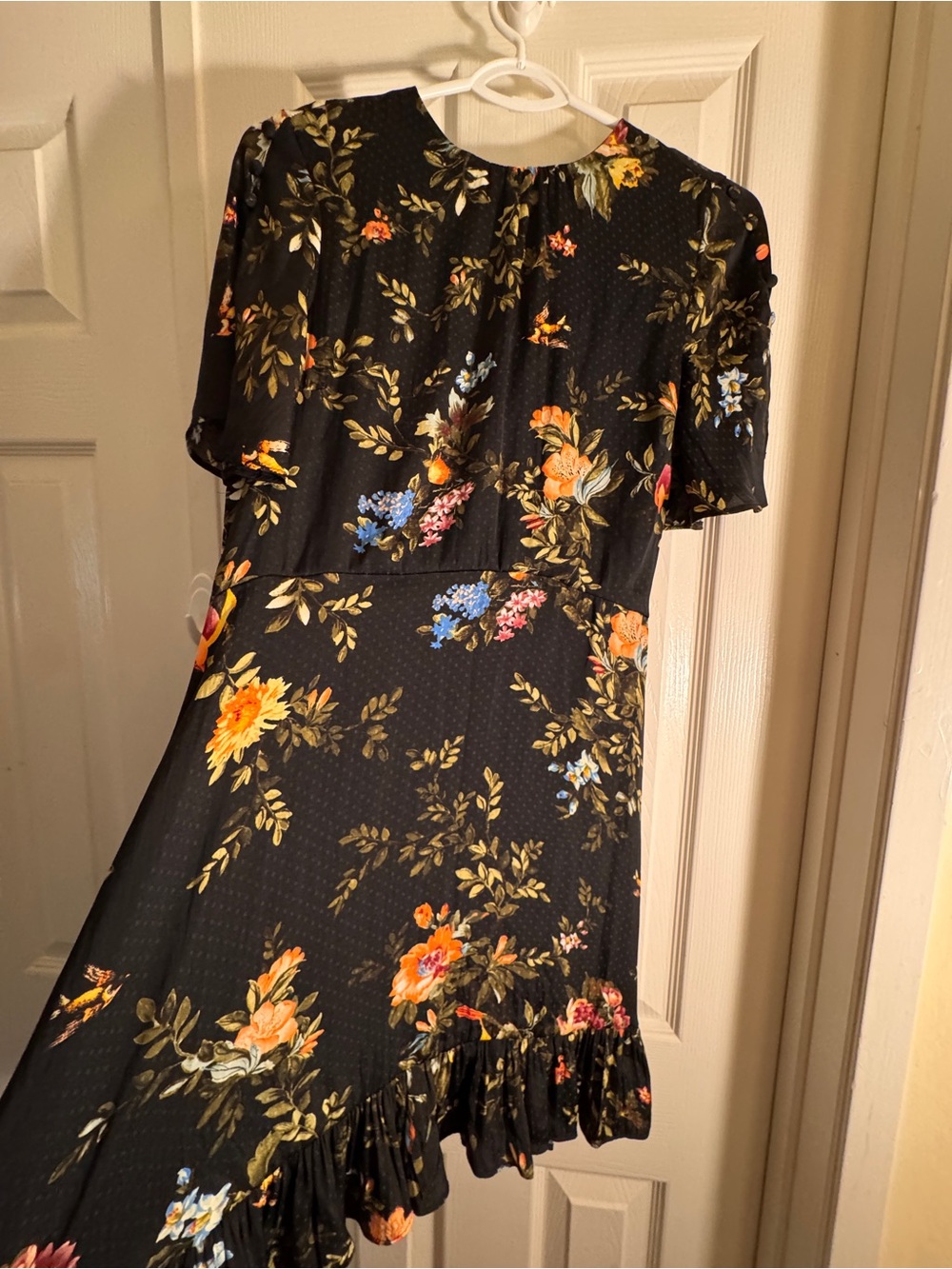 H&M Women’s Black Floral Ruffle-Hem Dress - Size 6